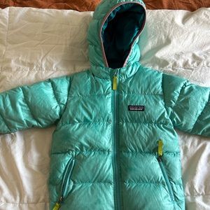Patagonia Down Hooded Puffy - 4T - turquoise